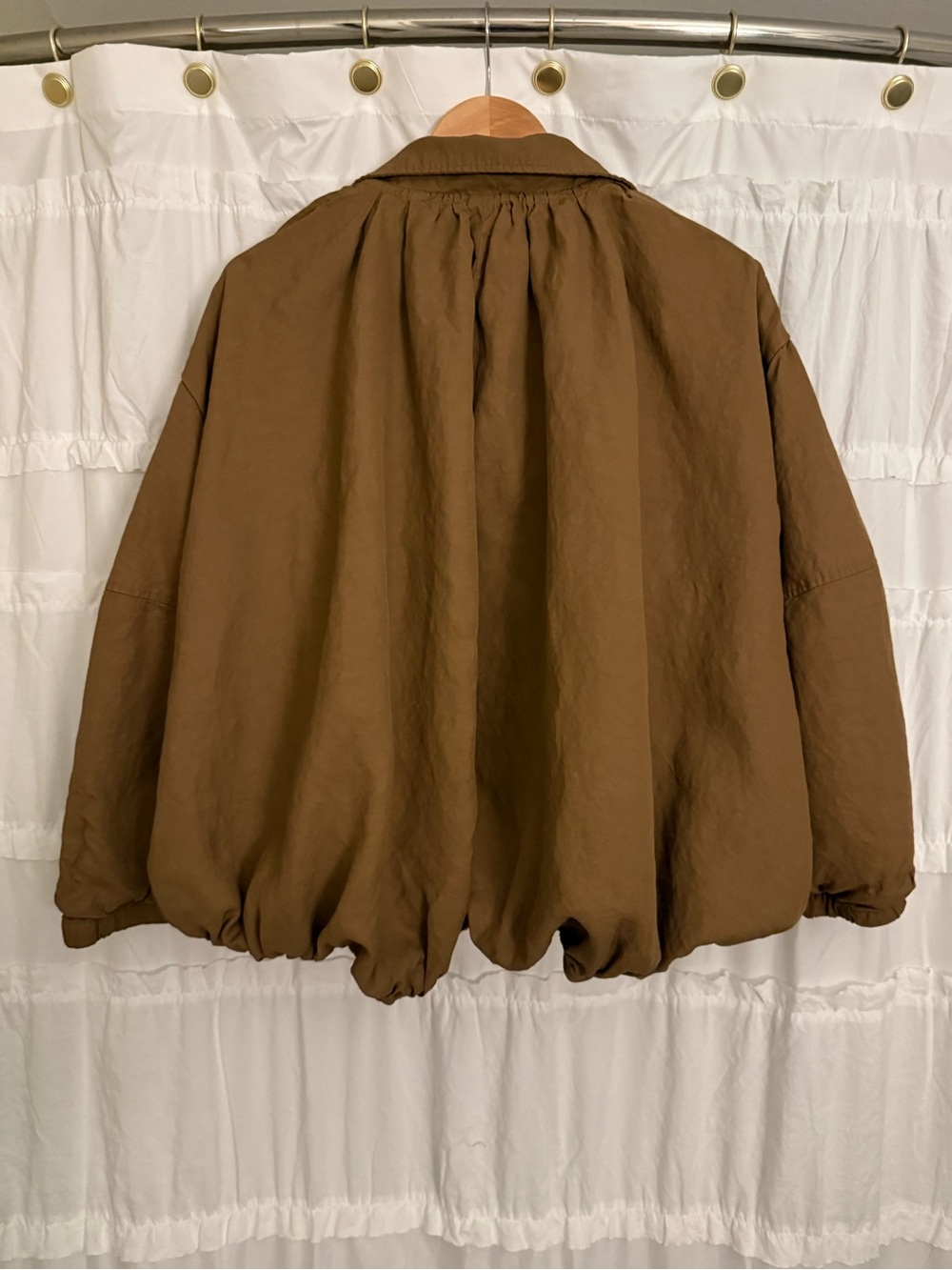 ZARA Brown Drawstring Lightweight Bubble Jacket - Picture 3 of 3